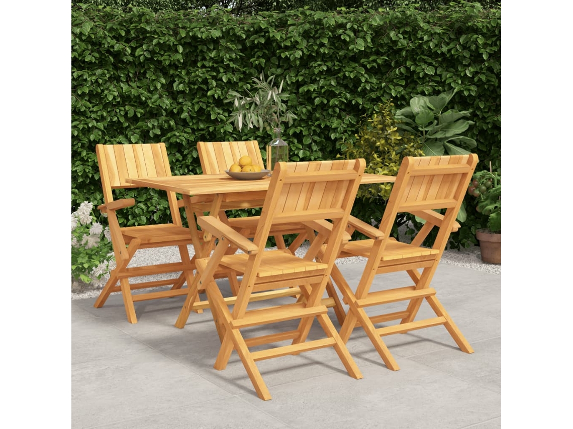 Juego de comedor de jardín de 5 piezas en madera maciza de teca DKD Home Decor