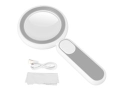 Lupa Recargable Con Luz De 8 Aumentos, 21 Led, 3 Modos De Lectura Para Personas Mayores Y Niños, Color Gris, Conexión Usb.