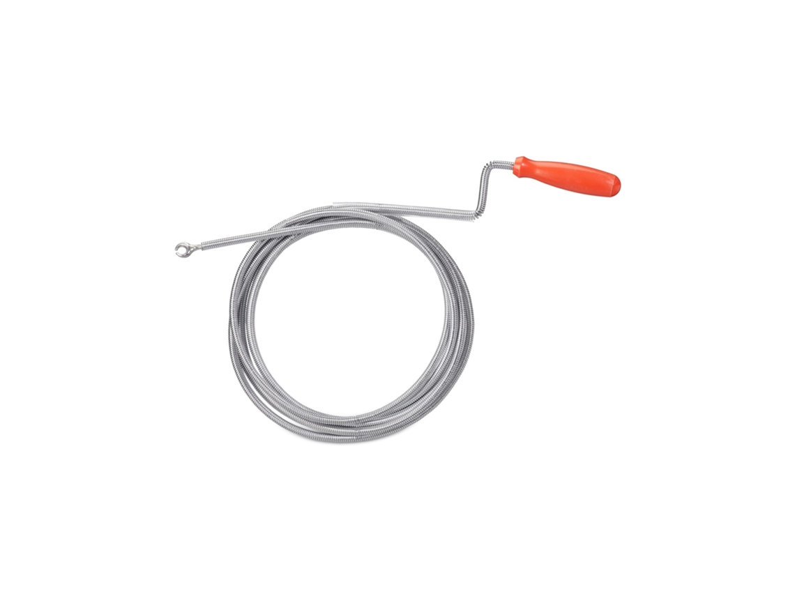 Desatascador en espiral Relaxdays con garra, limpieza mecánica de tuberías, inodoro, ducha, lavabo, acero, 6 mm x 3 m, plateado