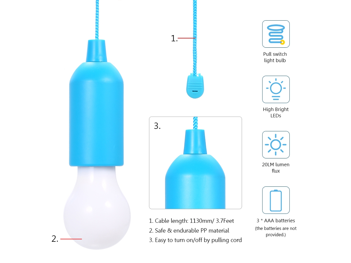 Rebe-bombilla Led Tomshine 4.5v 0.5w Con Interruptor De Cuerda 3xaaa 6 Pack Diseño Colgante Para Decoración Hogar Fiesta