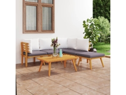 Conjunto de jardín de 6 piezas con cojines de acacia maciza DKD Home Decor