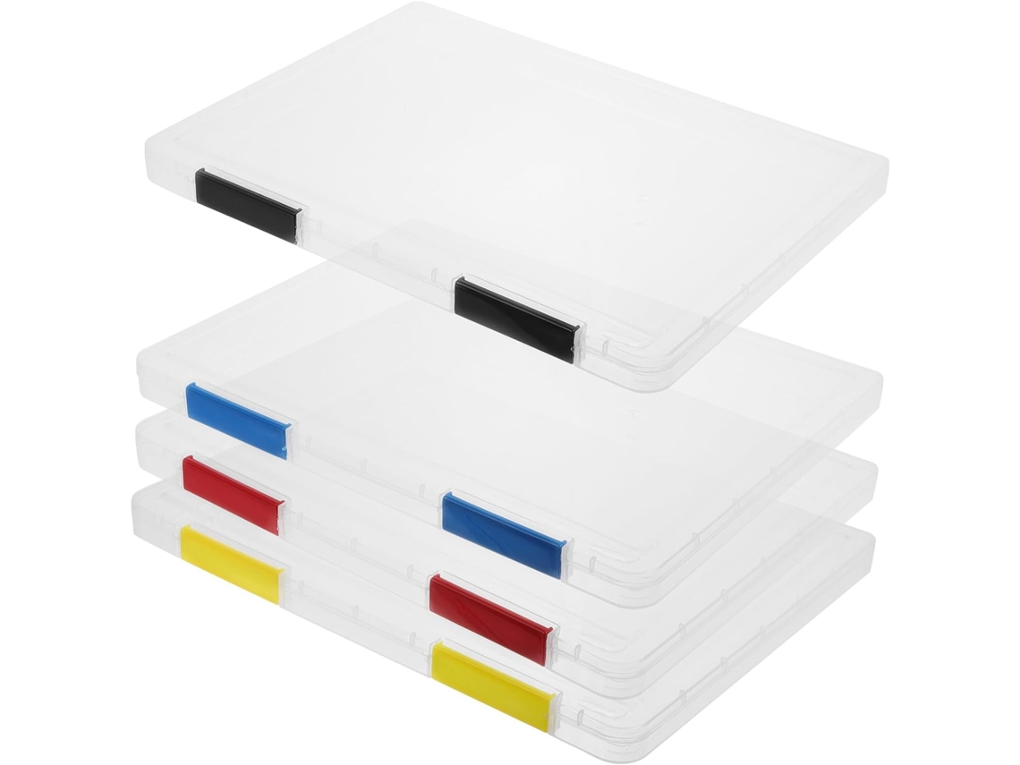 Cajas Archivadoras Transparentes Tamaño A5, Juego De 4, Cierre Seguro Y Apilables Para Una Mejor Organización.