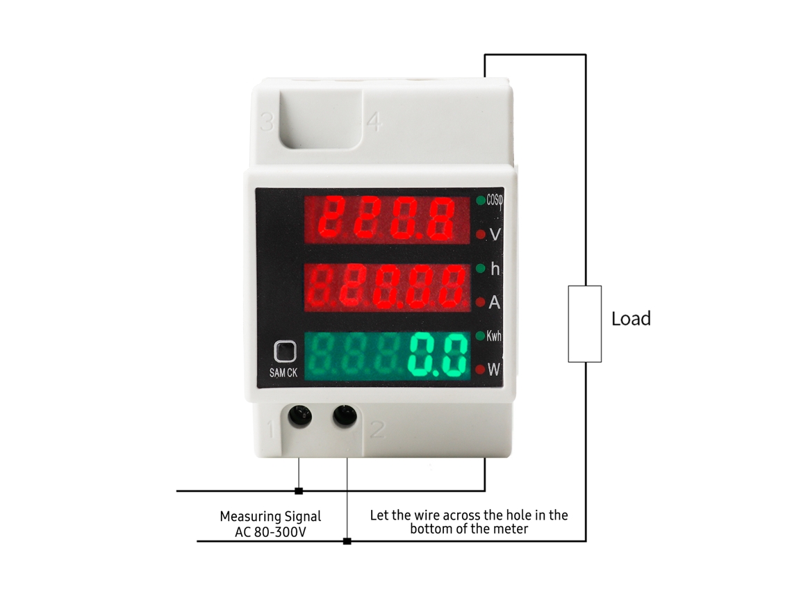 Medidor De Electricidad Digital Ac80-300v 100a Multifuncional Kwh Con Medición De Voltaje, Corriente Y Potencia.