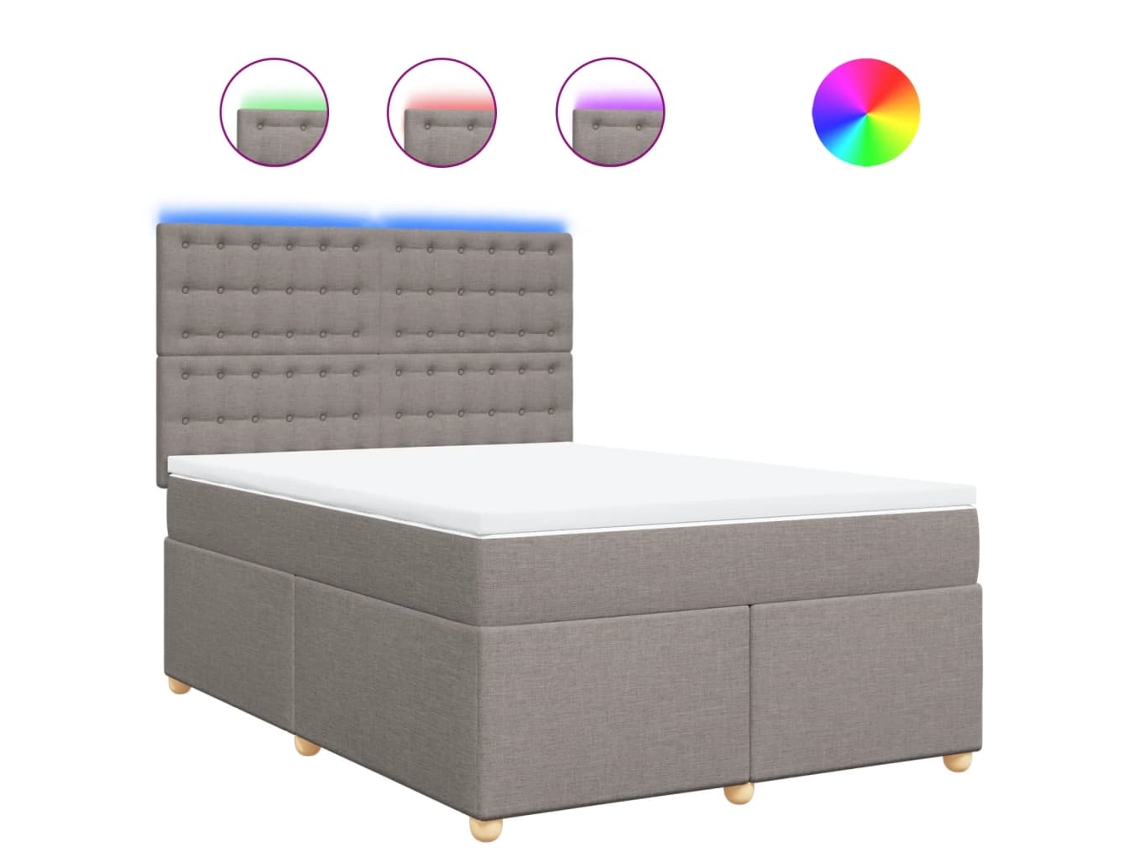 Maison Exclusive - Cama Box Spring Con Colchón Tela Gris Taupe 160x200 Cm