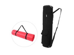 Mochila Multifuncional De Lona Negra Para Transportar Y Guardar Esterillas De Yoga Con Correa Ajustable.