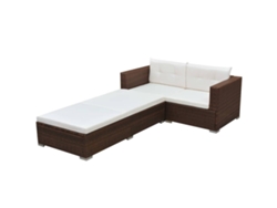 Conjunto de jardín de 3 piezas con cojines de mimbre marrón de DKD Home Decor