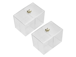 2 porta hisopos de algodón transparentes, duraderos y seguros, de plástico, ampliamente utilizados para la oficina familiar.