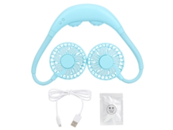 Ventilador de cuello portátil con masaje, USB, azul