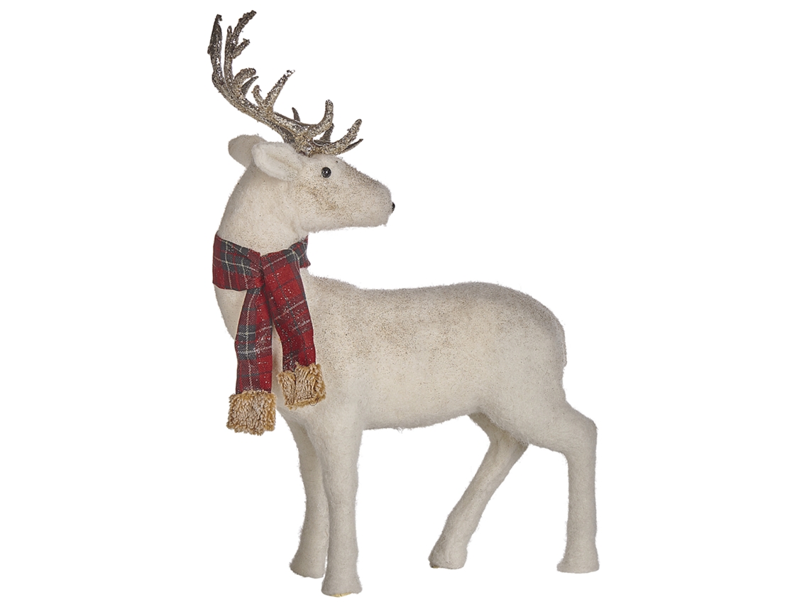 Figura Decorativa De Natal Beliani Mustola De Pelo Sintético Branco 30x12x51