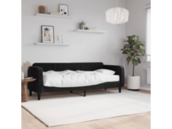 Sofá Cama Con Colchón Terciopelo Negro 80x200 Cm