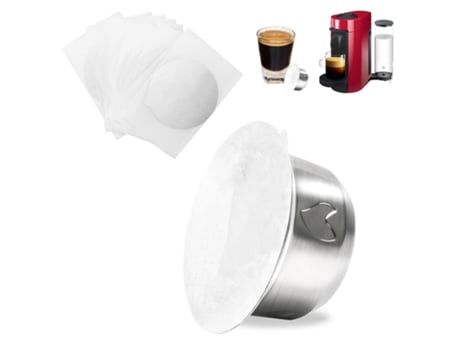 Cápsulas de café Vertuo recargables de 2,5 Oz, cápsulas de café reutilizables con 30 tapas de aluminio para Vertuoline Gca1 y Delonghi Env135