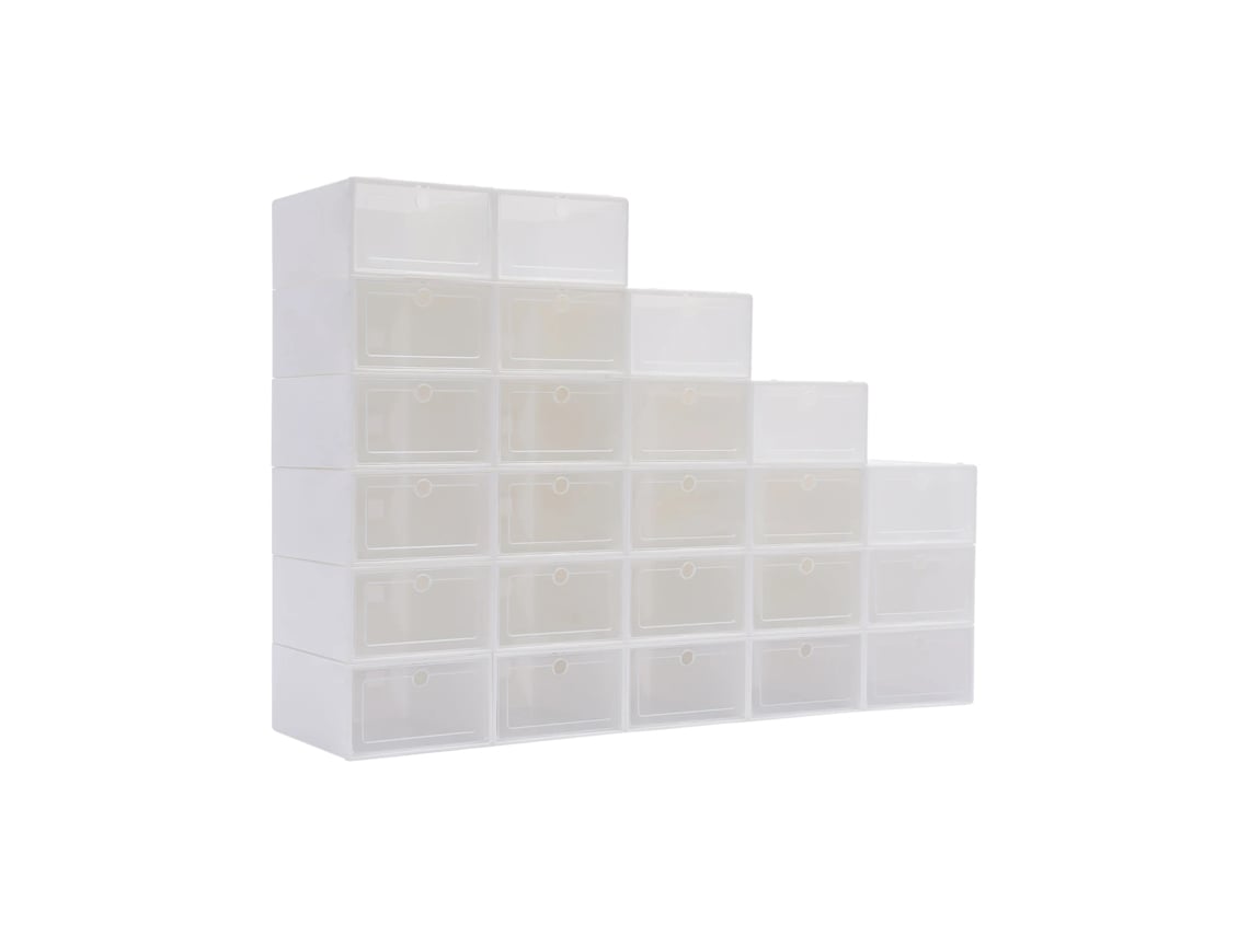 Caja para guardar zapatos, de plástico, dimensiones 30 x 20 x 15 cm, apilable, con tapa transparente, capacidad para 10 pares (OEM).