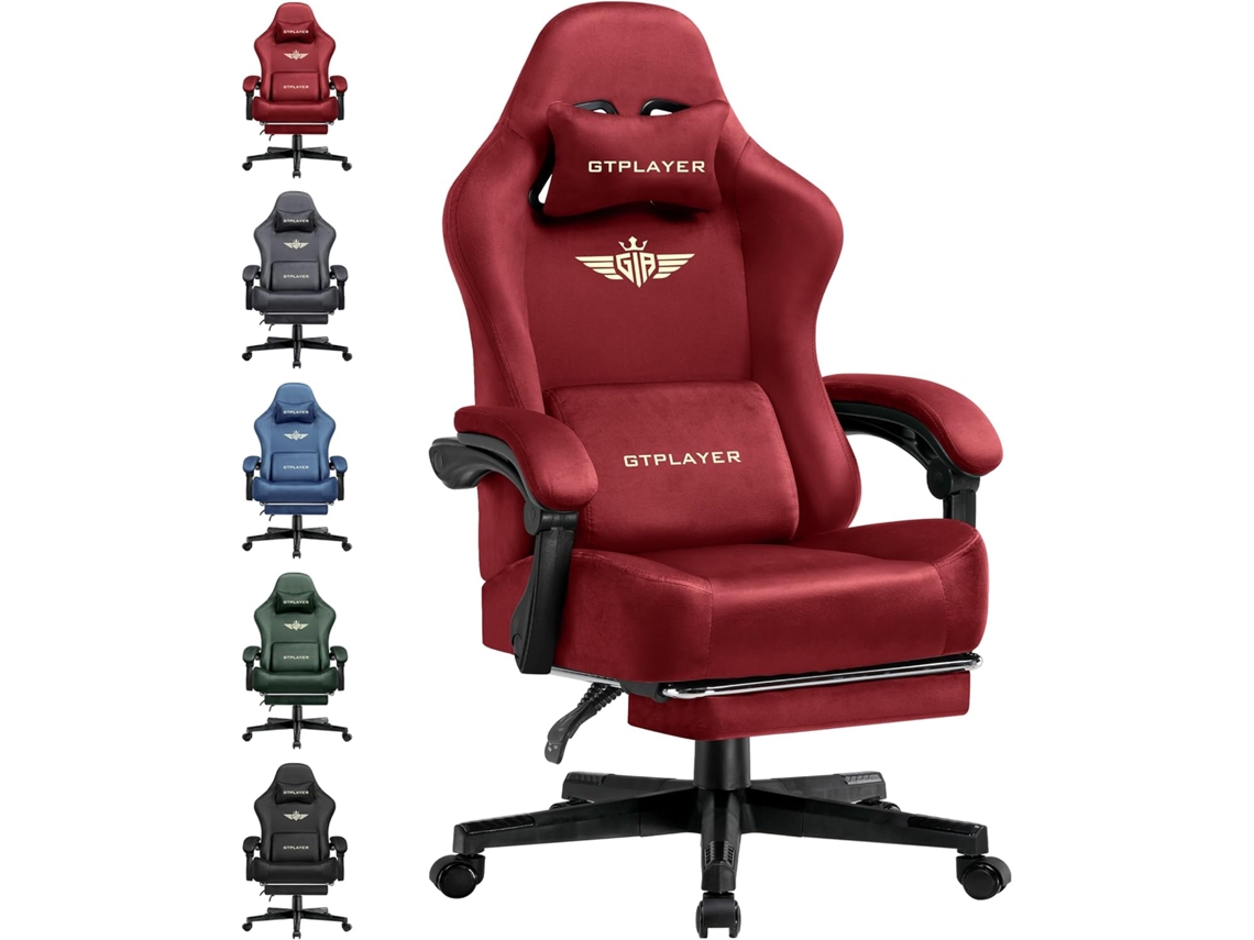 Silla GTPLAYER Gaming, Silla de Oficina Transpirable, Silla de Oficina Ergonómica, Tela de Alta Calidad, Rojo