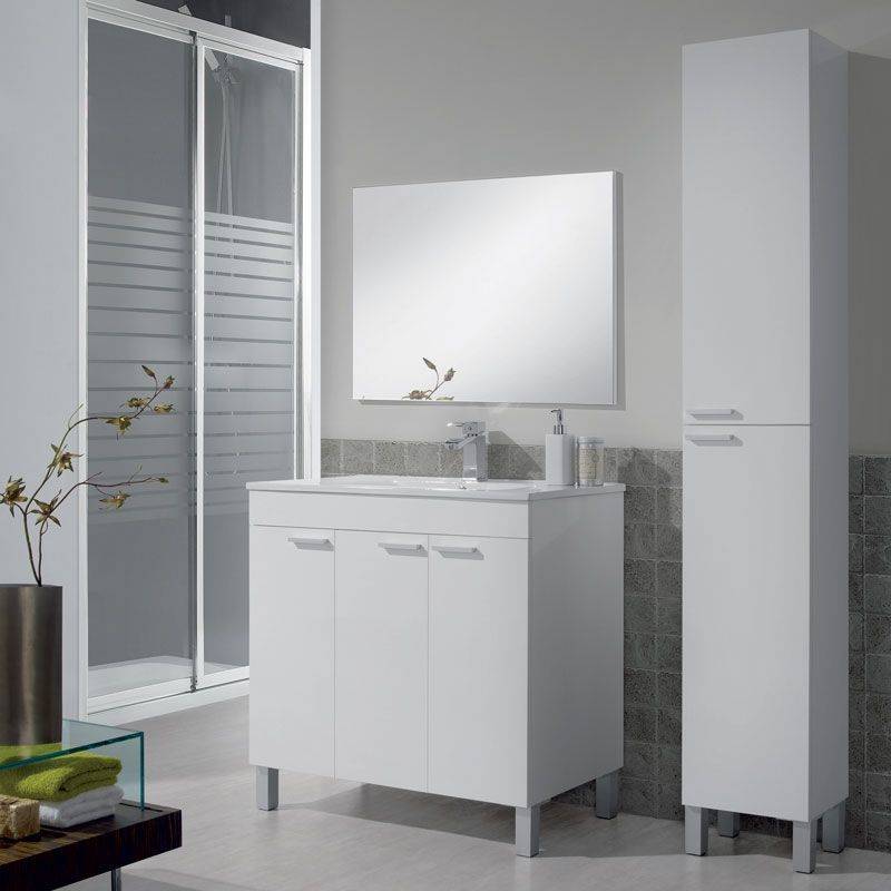 Mueble de Baño ARKITMOBEL 2 Puertas (Blanco Brillo - Melamina - 30 x 182 x 25 cm)