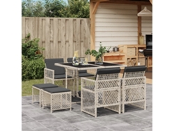 Juego de comedor de jardín de 9 piezas DKD Home Decor con cojines gris claro