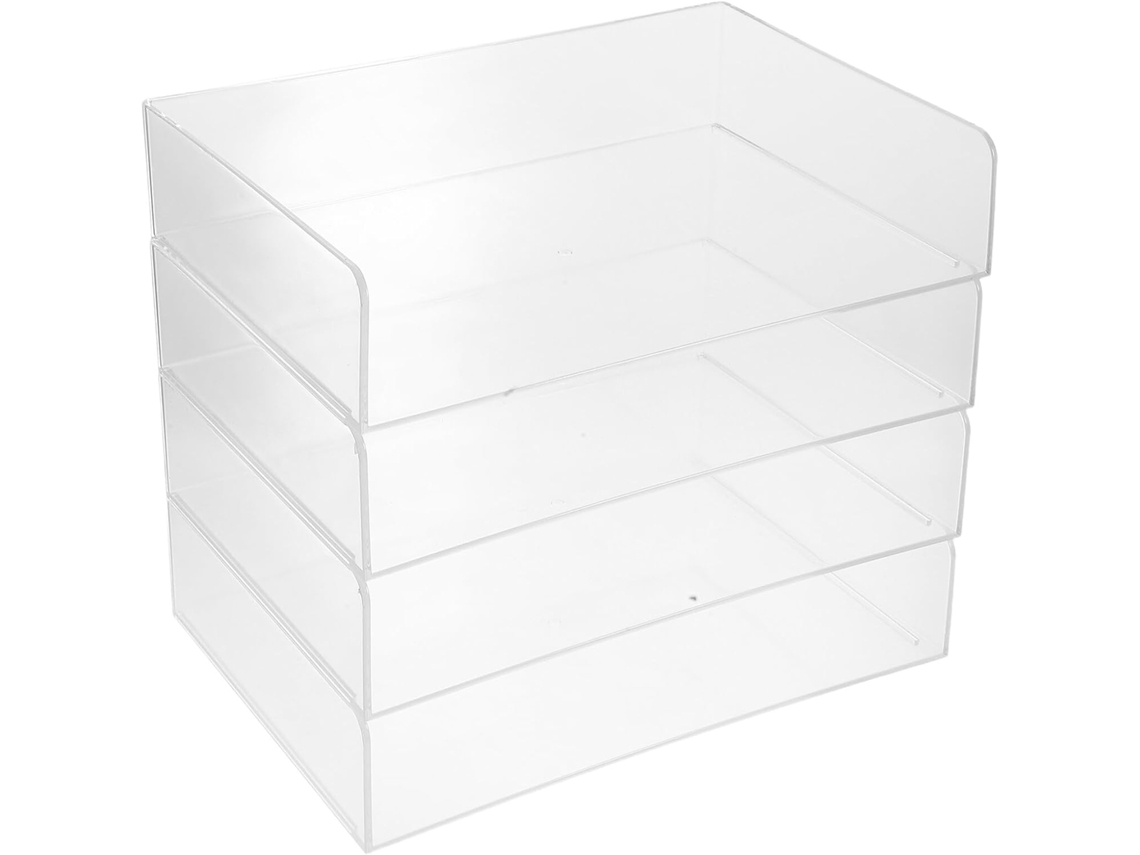 Bandejas apilables de acrílico transparente con 4 niveles para organizar el escritorio...