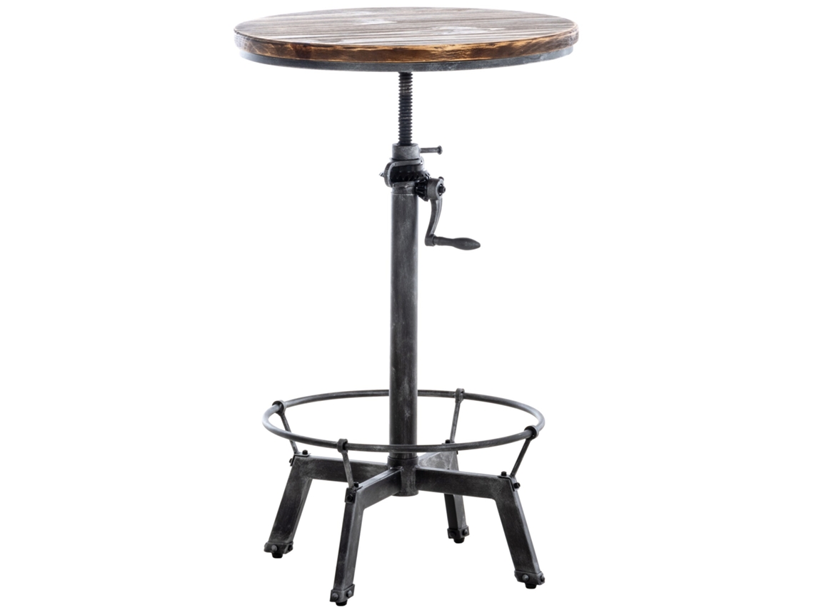 Mesa Alta de Madera Maciza Y Metal Plateado Regulable En Altura Estilo Industrial Tab10064 MOBIKASA