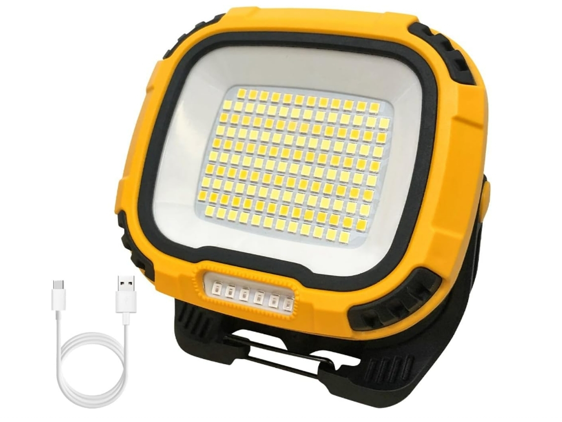 YEMAESRE W892-2 Led Linterna recargable con USB soporte magnético con batería portátil al aire libre impermeable amarillo