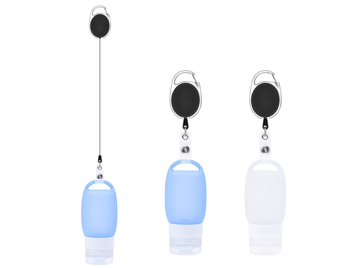 Botellas de viaje de silicona a prueba de fugas con cordón telescópico.