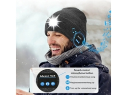 Azul Gorro Unissex Led Bluetooth Tricô 3 Modos À Prova D'água Recarregável Lanterna Musical Camping Corrida Pesca Ciclismo