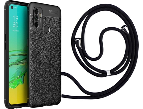 Funda Oppo A53 Rugged Leather con Collar Negro