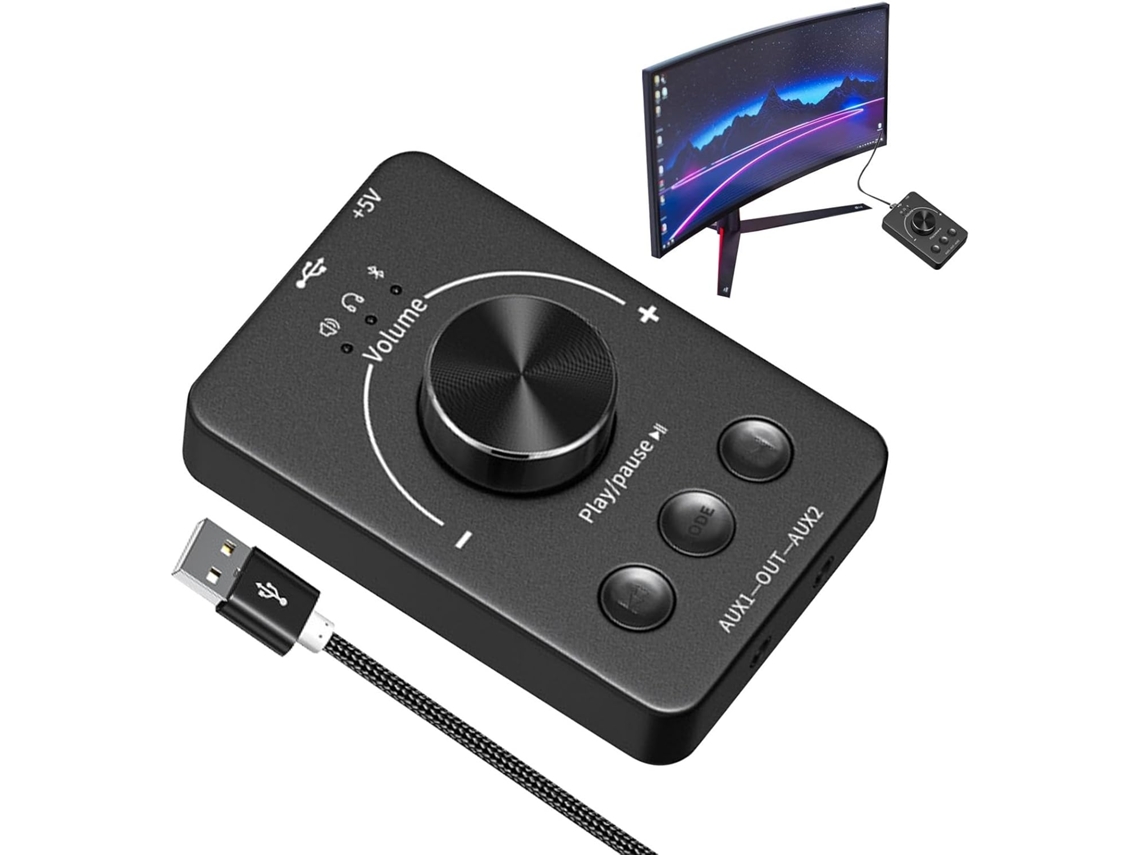 Control De Volumen Usb | Diseño Elegante En Color Negro Para Cibercafés, Hogares, Escuelas Y Espacios De Trabajo.