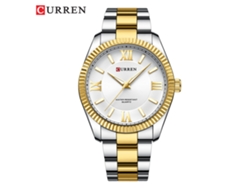 Reloj De Pulsera De Cuarzo Para Hombre Con Correa De Acero Luminosa Y Números Romanos (en Dos Tonos De Blanco), Con Efecto De Techo Solar.