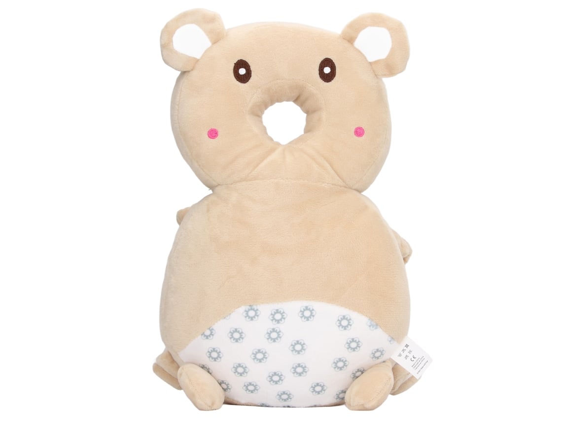 Mochila Protetora De Cabeça Bebê Urso Marrom Pelúcia Macia Para Bebês E Toddlers