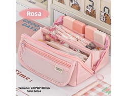(rosa) Estuche Para Lápices De Prisma De Gran Capacidad, Diseño Multifuncional, Tela De Alta Calidad.