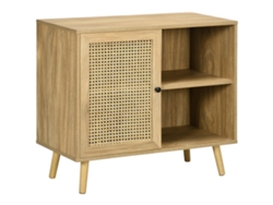 Armario de una puerta estilo mimbre, muebles de madera, almacenamiento natural