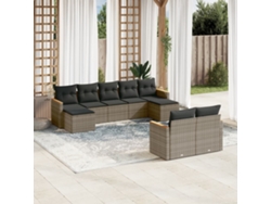 Conjunto de sofá de jardín de 9 piezas con cojines de mimbre gris de DKD Home Decor