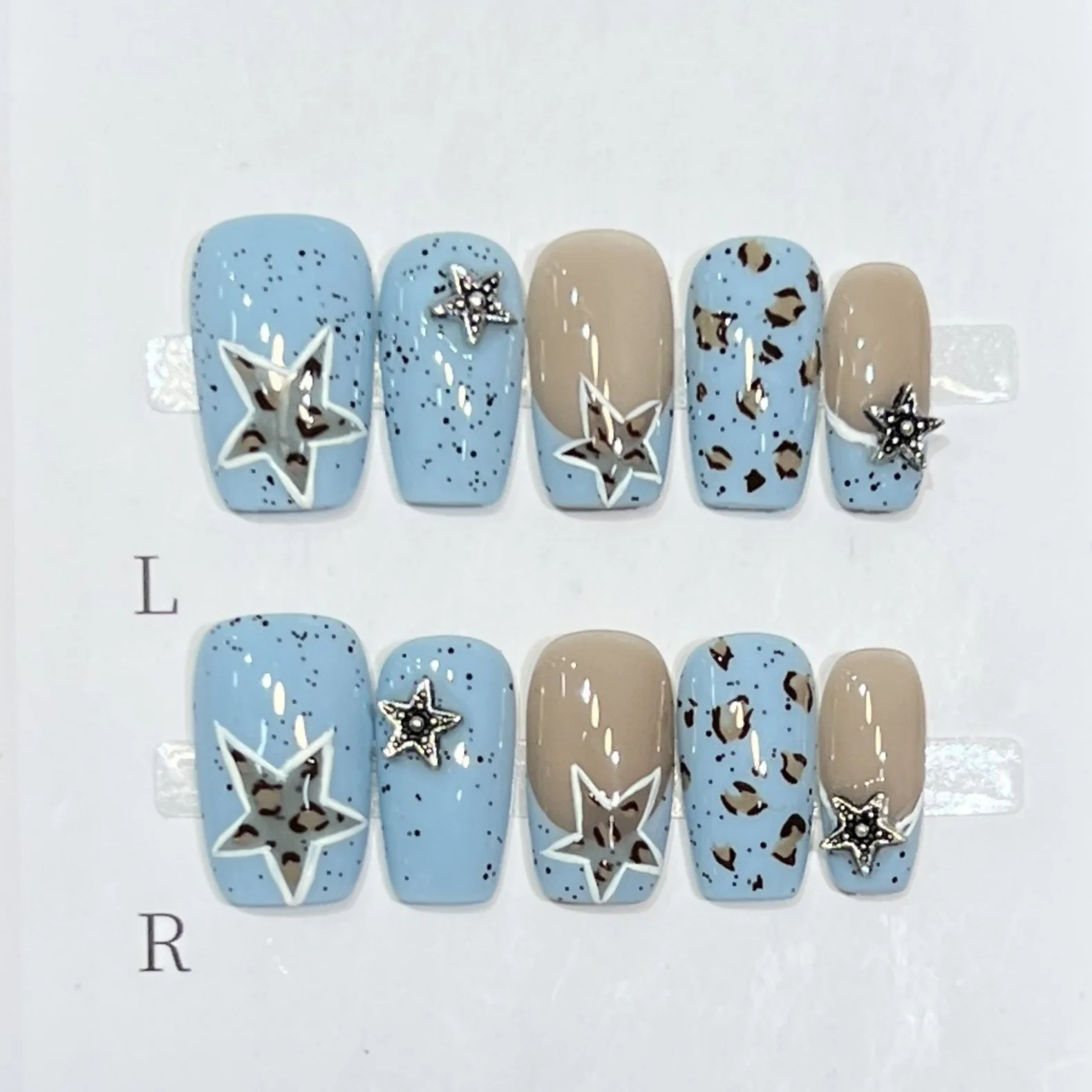 (1103-s) Juego De 10 Piezas De Uñas Con Pedrería Y Lazo