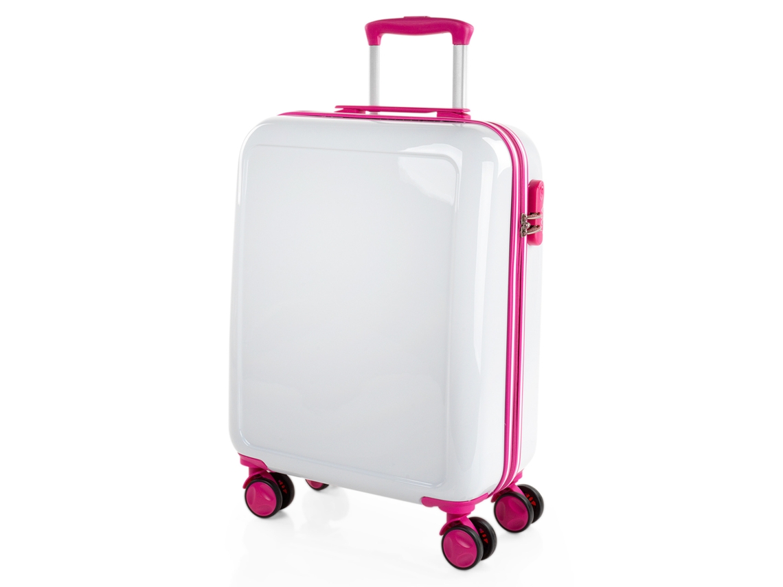 Maleta Pc Pequeña ITACA Stickers blanco-fucsia (40X55x20 Cm - 34L)