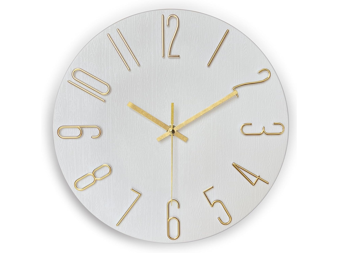 Reloj de pared de 30 cm, silencioso, sin tictac, moderno, funciona con pilas (blanco) Nicecee (30 cm)