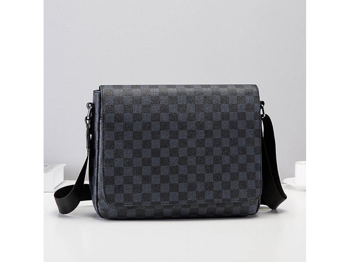 2026-bolsa De Hombro Transversal De Cuero Con Estampado Plaid Gpc, Ajustable Y Versátil Para Viajes Y Oficina Negro