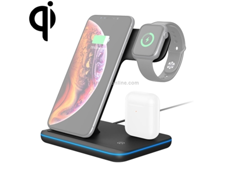 Cargador Inalámbrico Vertical Qi Teléfonos Móviles Relojes Airdots Anillo para Apple, Xiaomi Airpods, Airpods Air Negro