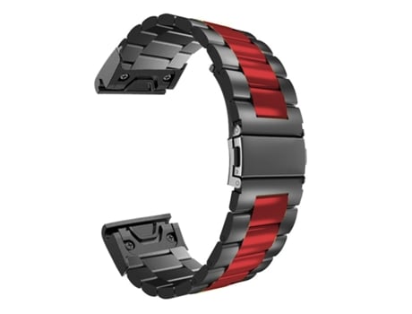 Correa Acero para Garmin Instinct Solar - Surf Edition Negro y Rojo