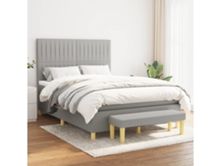 Cama Box Spring Con Colchón Tela Gris Claro 140x190 Cm