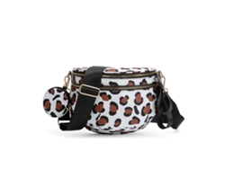 Bolso bandolera/cruzado impermeable YUNZII con rayas blancas y color café.