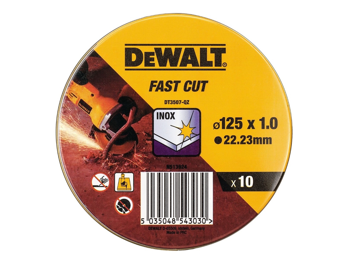 Disco de corte Dewalt Fast Cut dt3507-qz 10 Unidades 115 x 1 x 22,23 mm