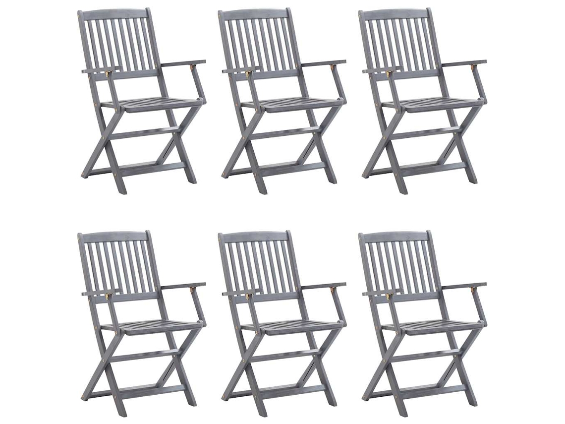 Maison Exclusive - Sillas De Jardín Plegables 6 Uds Cojines Madera Maciza Acacia