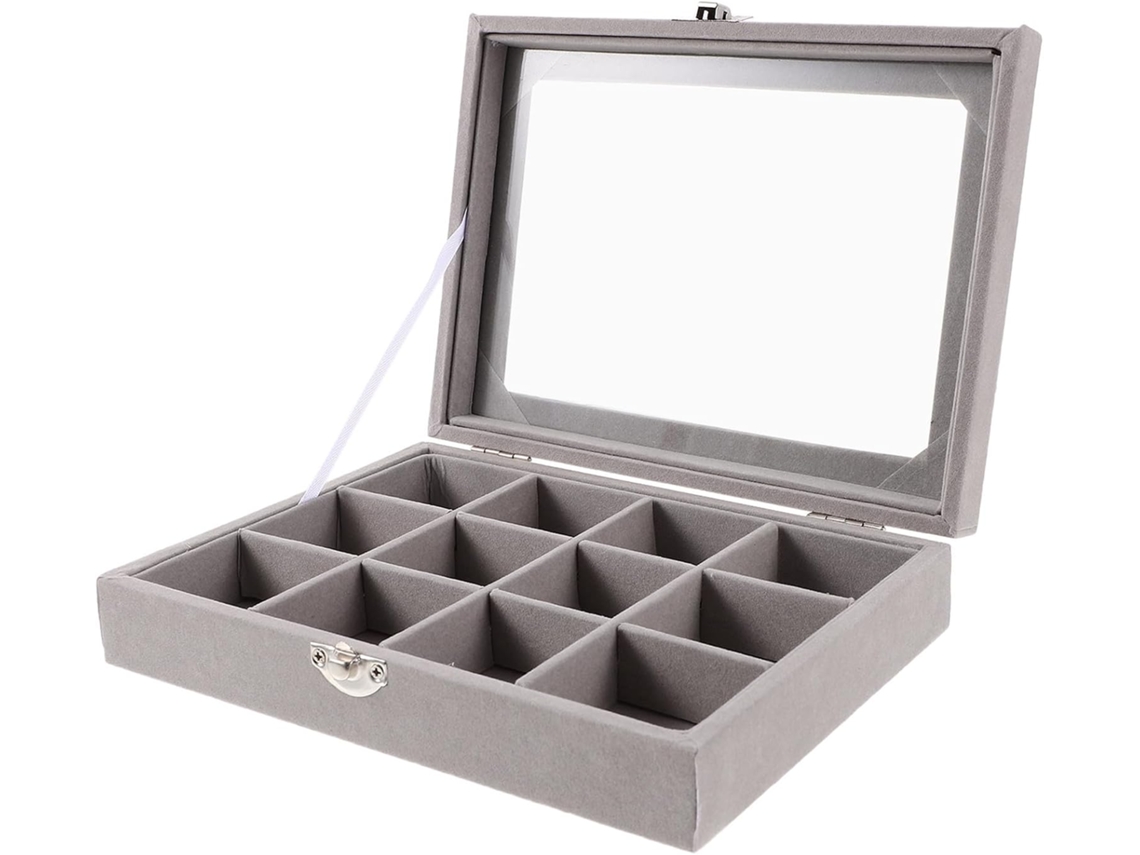 Organizadora Joyas 12 Compartimentos Transparente Fabricada Aglomerado Acrílico Elegante Práctica Collares