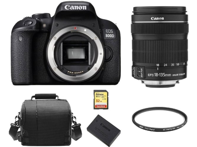 Kit Cámara Réflex CANON EOS 800D EF-S 18-135mm F3.5-5.6 IS STM + SD de 32GB + Bolsa + LP-E17 + Hoya 67mm PRO 1D Protector