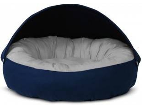Cama Redonda para Perros y Gatos GAUTY Tela de sarga (Gris y Azul Oscuro - 57 cm)