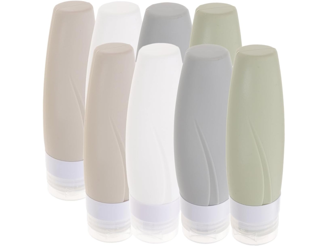 Conjunto De 8 Recipientes De Silicone Recarregáveis Para Viagem, Ideais Para Artigos De Higiene Pessoal, Loções E Outros Produtos.