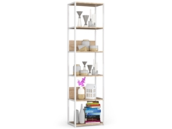 Estantería Loft 50 Cm Akord Metálica Blanco Con 6 Estantes En Roble Sonoma 50x32x191 Cm