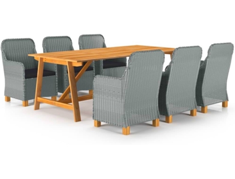 Conjunto 7 de comedor de jardín VIDAXL gris claro