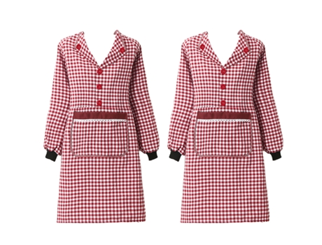 2 monos de catering con cintura para cocinar, delantal de manga larga de algodón, delantal de cocina nuevo para el hogar, rojo vino