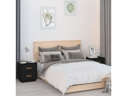 Mesitas de Noche LOVELY HOME Mesinha 2 Pcs 40X34X45Cm Madeira Pinho Maciça Preto