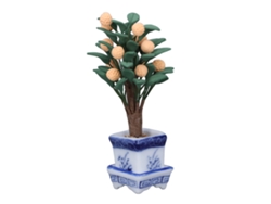 Árbol De Naranjo En Miniatura Para Casa De Muñecas A Escala 1:12 En Porcelana Azul Y Blanca, Accesorio Decorativo Para Fotos.